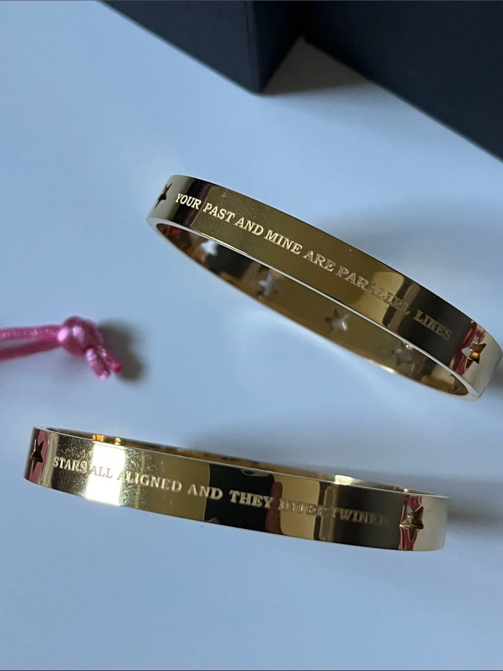 Taylor Swift Gold Bangle Bracelet Duo with Pink Pouch
